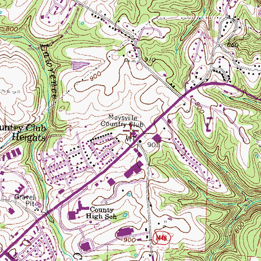 Topographic Map of Maysville Country Club, KY
