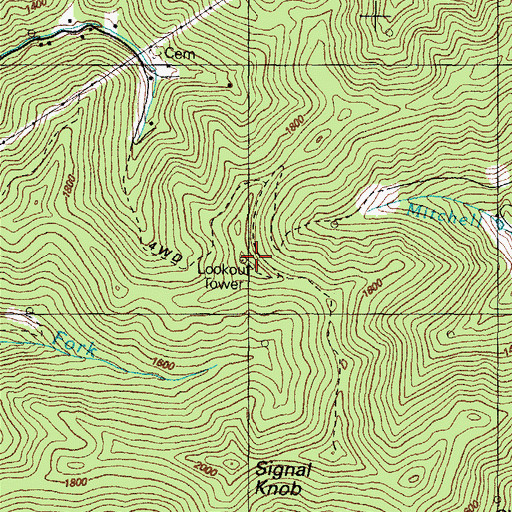 Topographic Map of Mud Creek Lookout Tower, KY