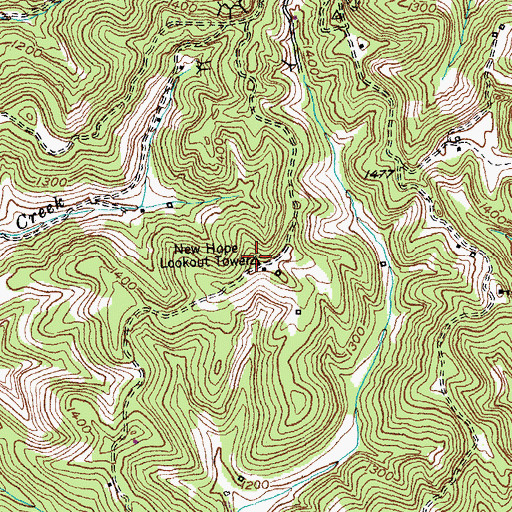 Topographic Map of New Hope Lookout Tower, KY