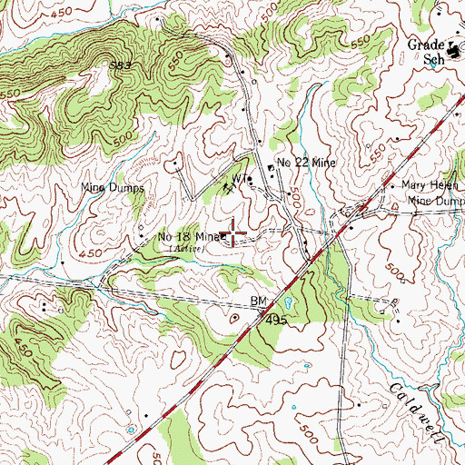 Topographic Map of Number 18 Mine, KY