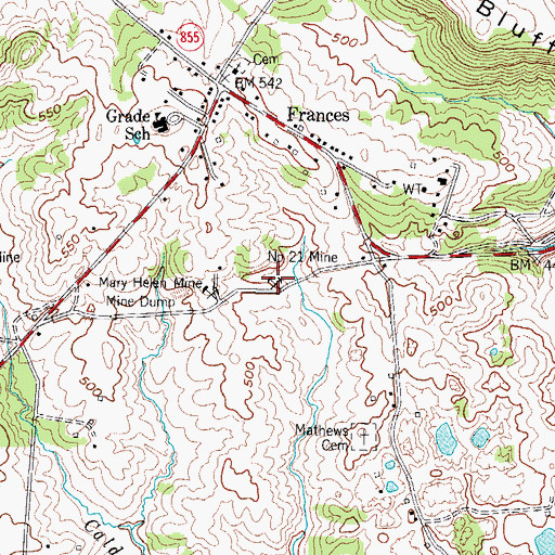 Topographic Map of Number 21 Mine, KY