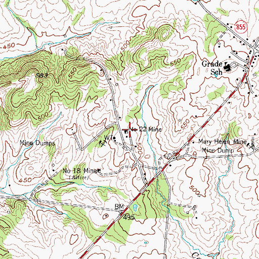 Topographic Map of Number 22 Mine, KY