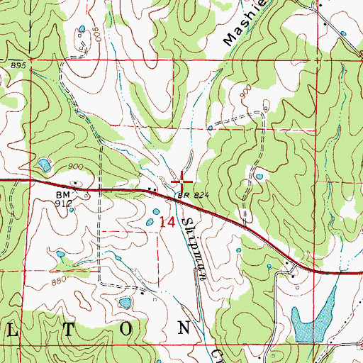 Topographic Map of Mashie Hollow, AR