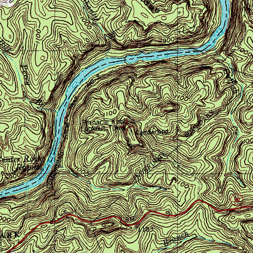 Topographic Map of Pinnacle Lookout Tower, KY