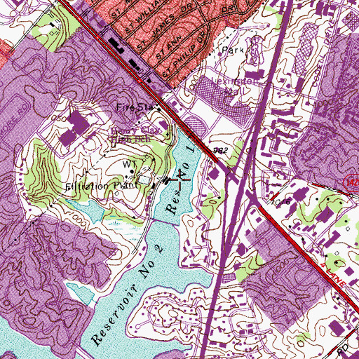Topographic Map of Reservoir Number 1, KY