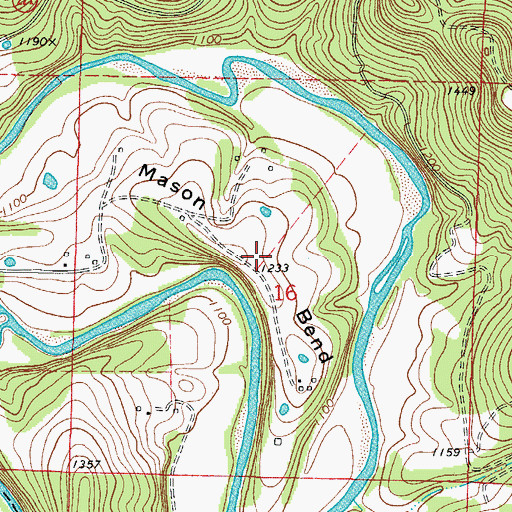 Topographic Map of Mason Bend, AR