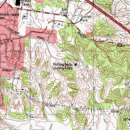 Topographic Map of Rolling Hills Country Club, KY