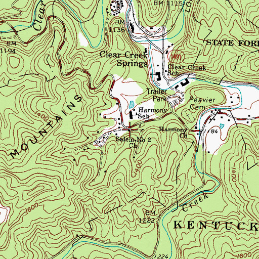 Topographic Map of Salem Number 2 Church, KY