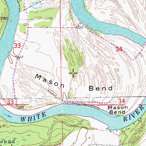 Topographic Map of Mason Bend, AR