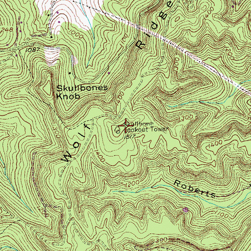 Topographic Map of Skullbone Lookout Tower, KY