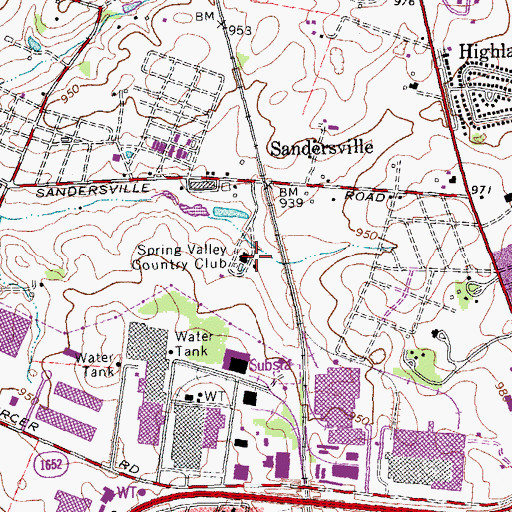 Topographic Map of Spring Valley Country Club, KY