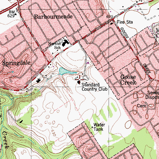 Topographic Map of Standard Country Club, KY