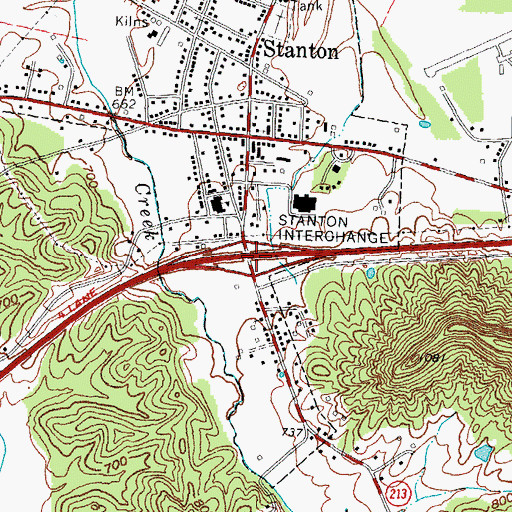 Topographic Map of Stanton Interchange, KY