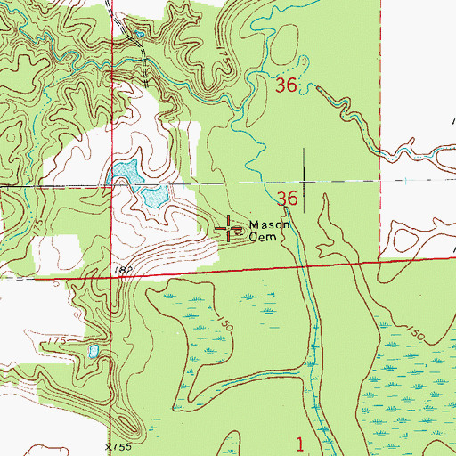 Topographic Map of Mason Cemetery, AR