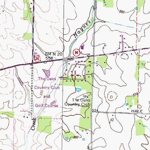 Topographic Map of The Oaks Country Club, KY