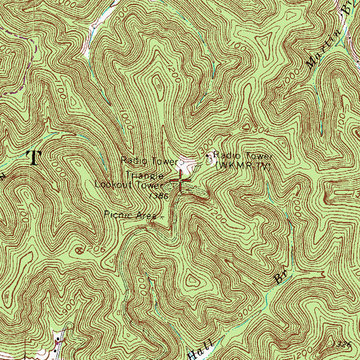 Topographic Map of Triangle Lookout Tower, KY