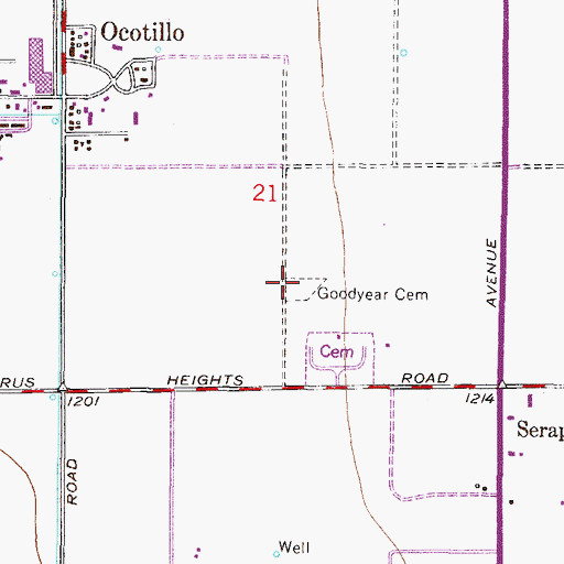 Topographic Map of Goodyear - Ocotillo Cemetery, AZ