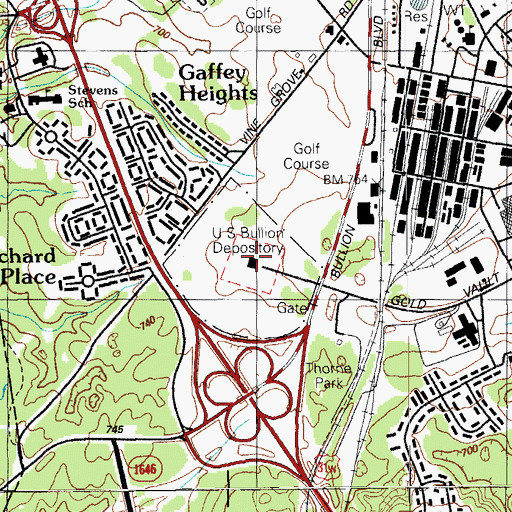 Topographic Map of United States Bullion Depository, KY