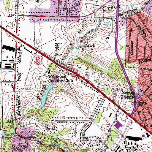Topographic Map of Wildwood Country Club, KY