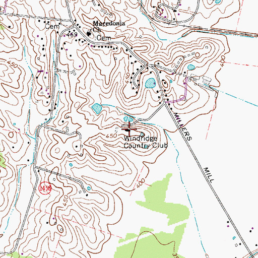 Topographic Map of Windridge Country Club, KY