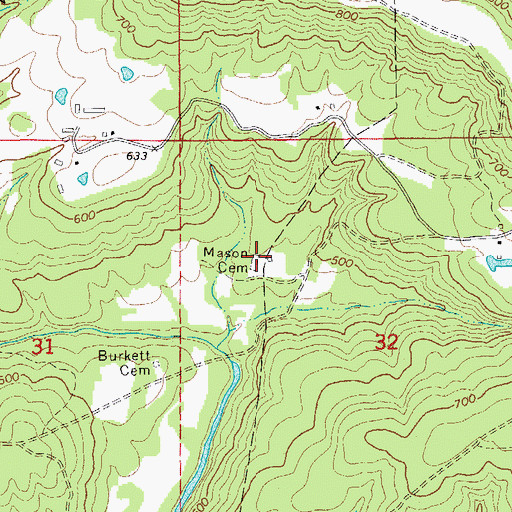 Topographic Map of Mason Cemetery, AR