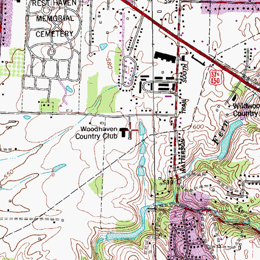 Topographic Map of Woodhaven Country Club, KY