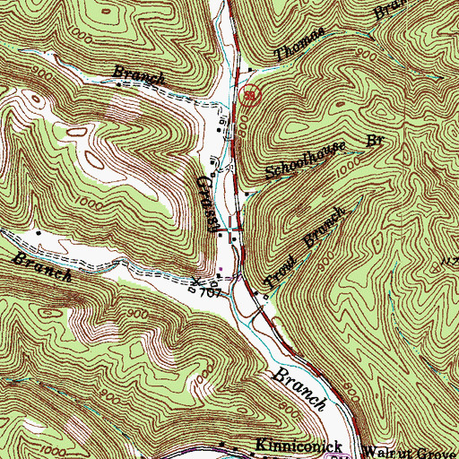 Topographic Map of Schoolhouse Branch, KY