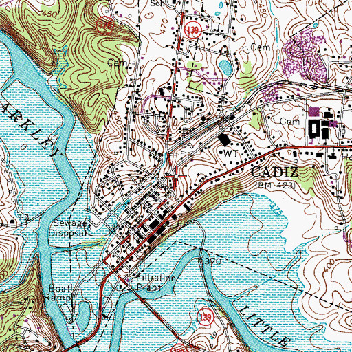 Topographic Map of Cadiz, KY