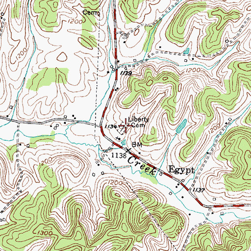 Topographic Map of Liberty Cemetery, KY