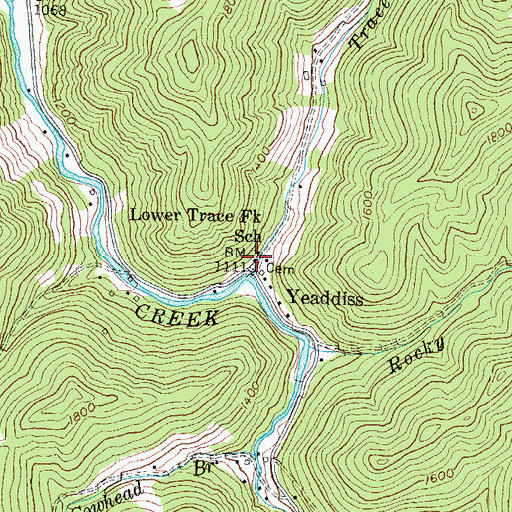 Topographic Map of Lower Trace Fork School, KY