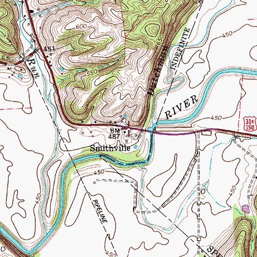 Topographic Map of Smithville, KY