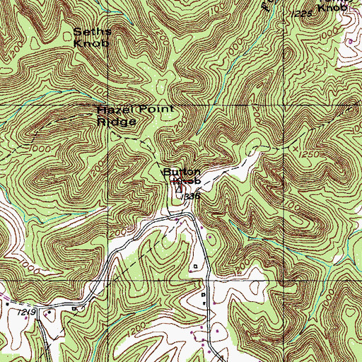 Topographic Map of Button Knob, KY