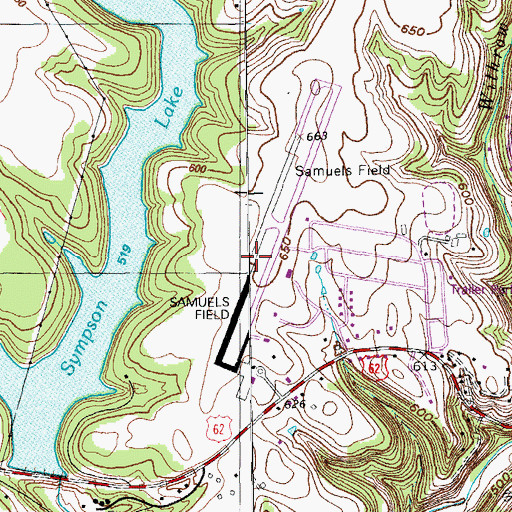 Topographic Map of Samuels Field, KY