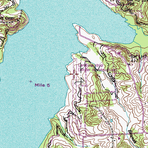 Topographic Map of Pirates Cove Airport, KY