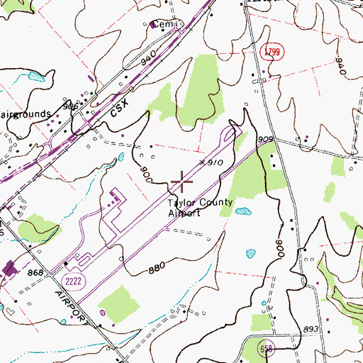 Topographic Map of Taylor County Airport, KY