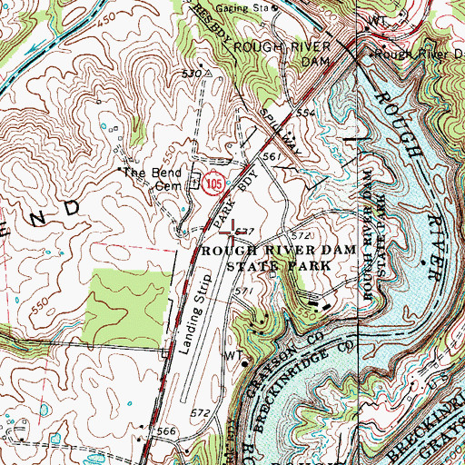 Topographic Map of Rough River State Park Airport, KY