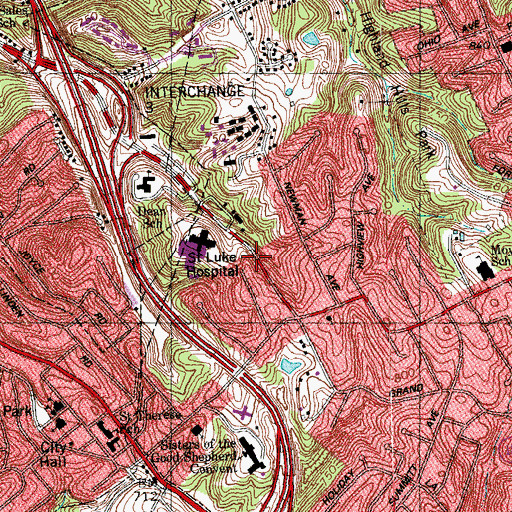 Topographic Map of Saint Luke Hospital Heliport, KY