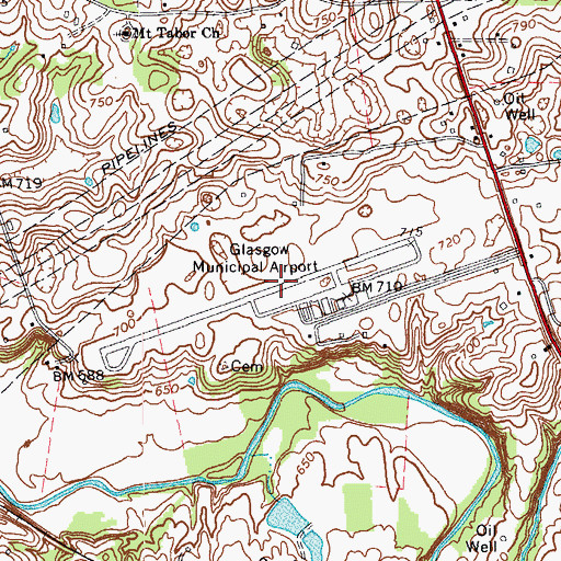 Topographic Map of Glasgow Municipal Airport, KY