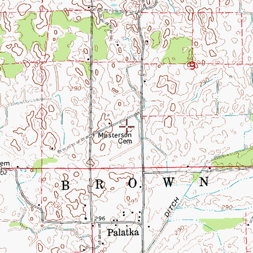 Topographic Map of Masterson Cemetery, AR