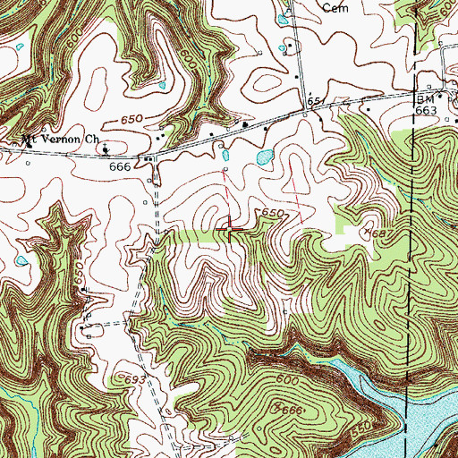 Topographic Map of Caring Wings Airport (historical), KY