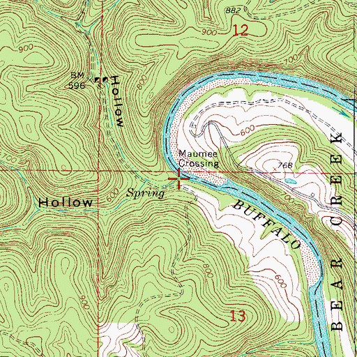 Topographic Map of Maumee Hollow, AR