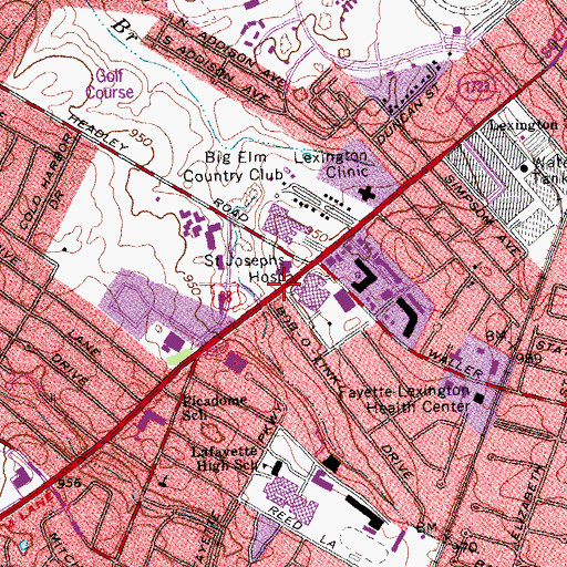 Topographic Map of Saint Joseph Hospital Heliport, KY