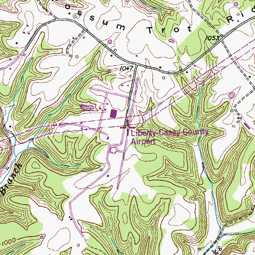 Topographic Map of Liberty-Casey County Airport, KY