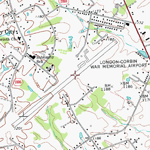Topographic Map of London-Corbin Airport-Magee Field, KY