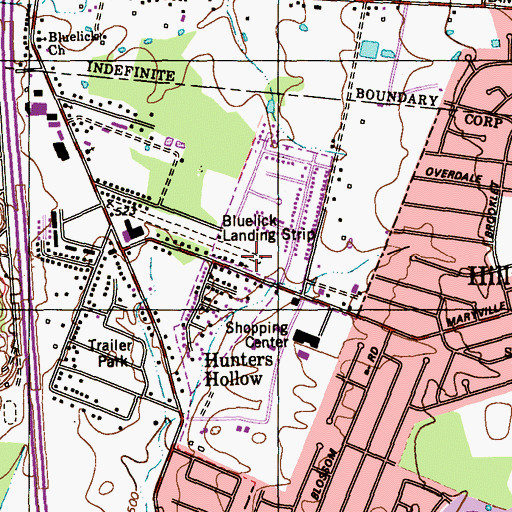Topographic Map of Blue Lick Airport, KY