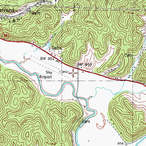 Topographic Map of Sky Airport, KY