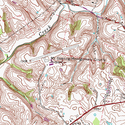 Topographic Map of Mount Sterling-Montgomery County Airport, KY