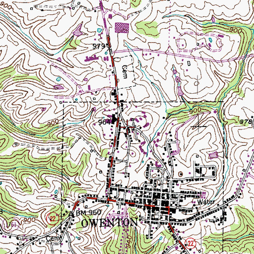 Topographic Map of Owen County Memorial Hospital Heliport, KY