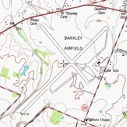 Topographic Map of Barkley Regional Airport, KY