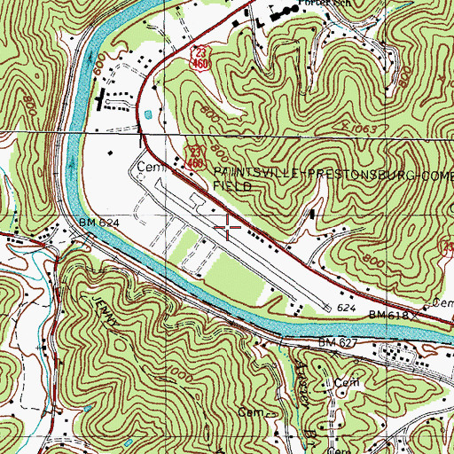 Topographic Map of Paintsville-Prestonsburg-Combs Field, KY